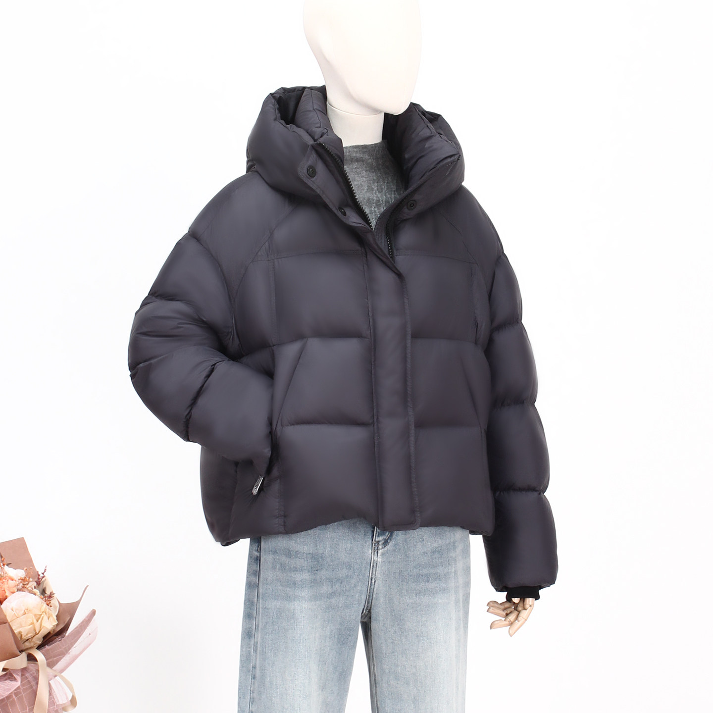 FOCALS新款时尚休闲泡芙白鸭绒短款羽绒服外套FRW8D072ZN