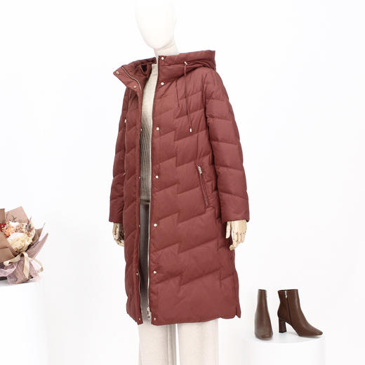 FOCALS新款H型时尚保暖白鸭绒连帽长款羽绒服外套FRSDD586J1 商品图2