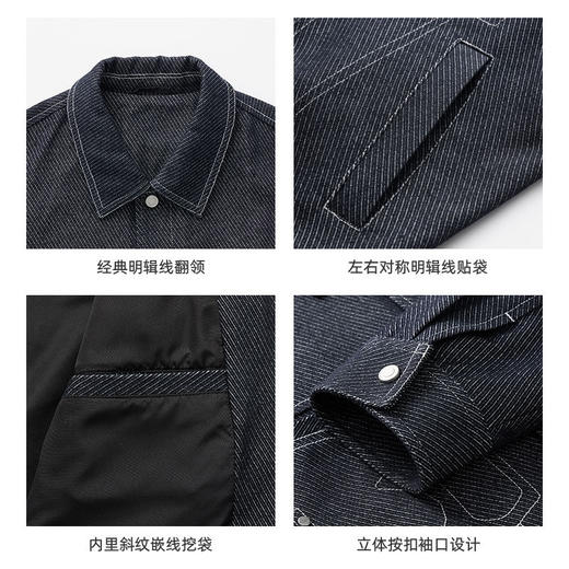 墨麦客男装春秋季夹克新款经典斜纹牛仔男士休闲翻领外套男。 商品图4