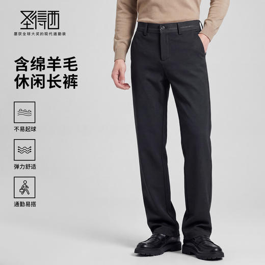 【含绵羊毛】圣得西2025年男款冬季休闲裤职场时尚百搭舒适直筒裤 商品图0