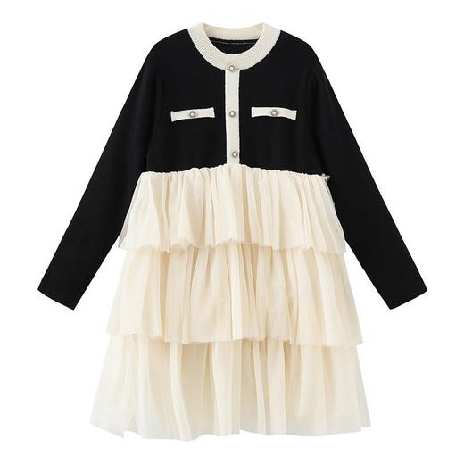 毛衣裙长款新款儿童冬季连衣裙女童蛋糕小香风甜美裙子洋气纱裙 商品图4