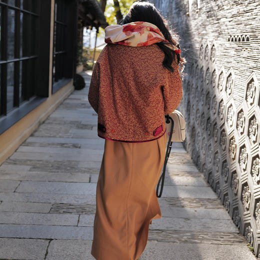 鹤麓 100%绵羊毛中式长袍 高质垂软亲肤 山林曦照 商品图2