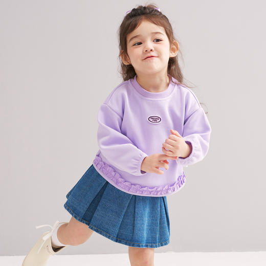 笛莎Deesha 2026春季女童基础简约甜美木耳边装饰卫衣 商品图3