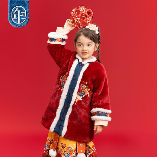 年衣童装儿童加棉汉服套装女童冬季新款新中式一路生花加棉中式套装 商品图4