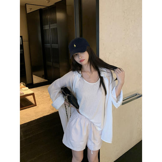 EKOOL衣库 高腰条纹系带短裤女夏季新款宽松百搭显瘦直筒休闲长裤 商品图2