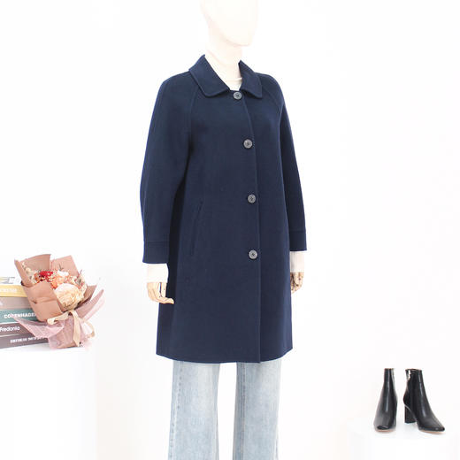 FOCALS福柯斯新款简约休闲纯色羊毛双面呢中长款大衣F2YDK822B5 商品图1