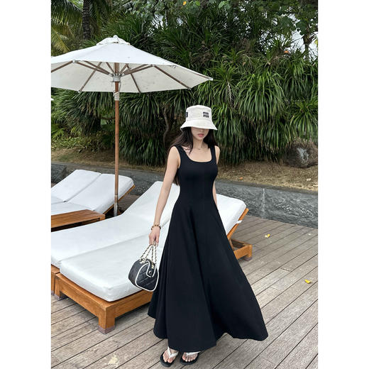 EKOOL衣库 天丝U领背心连衣裙女夏季收腰显瘦气质大摆无袖长裙子 商品图2