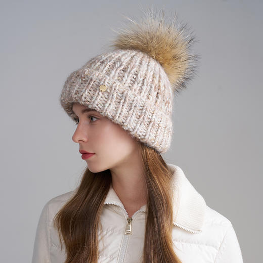 （丹妈）Kenmont卡蒙针织帽女2025冬季新款彩色毛线帽子保暖毛球帽子 商品图4