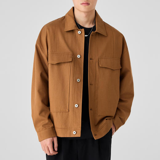 墨麦客男装简约纯色翻领外套男2025年春季新款男士通勤夹克81277. 商品图1