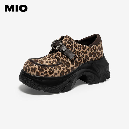 欧阳娣娣同款MIO米奥乐福鞋女2026春季新款高跟金属饰扣小皮鞋M261561514 商品图1