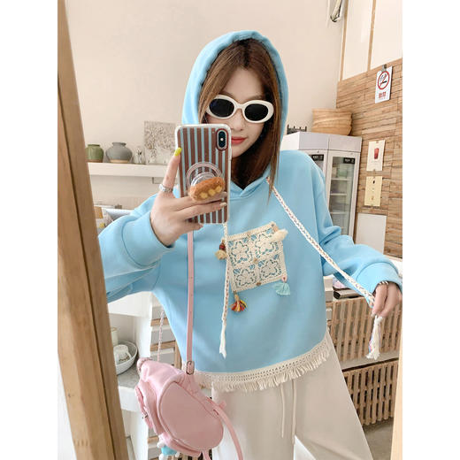 <曾小咸推荐>现货秒杀 ！微信超特价！韩系流苏连帽加绒卫衣 日常189.99 立减100 秒杀89.99！！ 商品图2