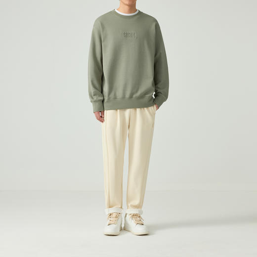 墨麦客男装加绒加厚圆领男士卫衣春秋季新款重磅保暖压花上衣情侣 商品图3