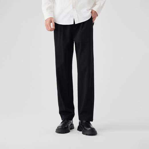 墨麦客链条纹针织休闲长裤男士2025春季新款简约拼接压线裤子男。 商品图2