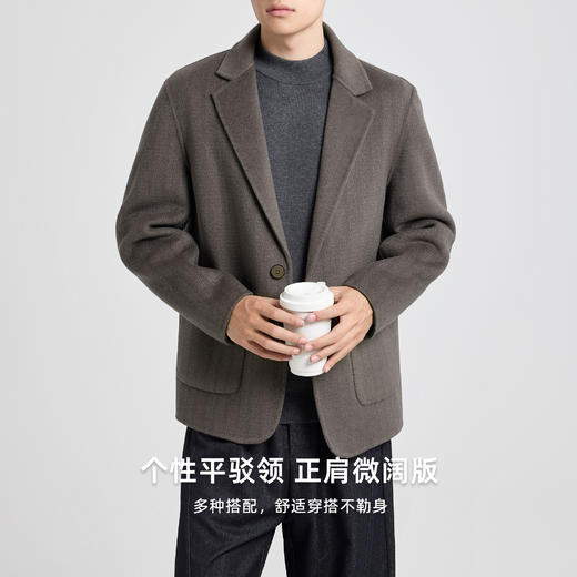 墨麦客男装2025年冬季新款双面羊毛呢西服外套男士单粒扣呢大衣男 商品图1