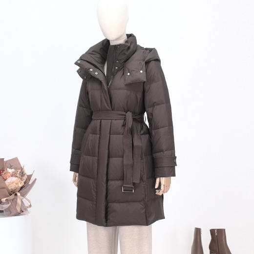 FOCALS新款休闲时尚白鸭绒保暖连帽中长款羽绒服外套FRSDD576K1 商品图1