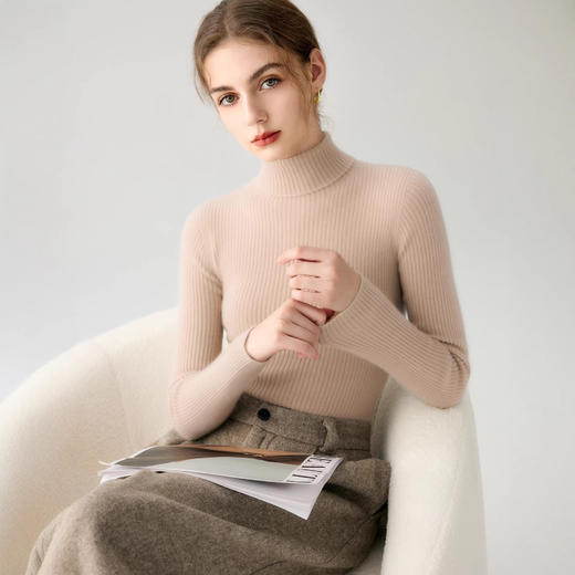 「高货rig」全新升级【铂金会员514/天猫699/差价185】(03455)洛诗琳气质无缝羊绒衫2025秋冬纯色修身显瘦高领毛衣女 商品图0