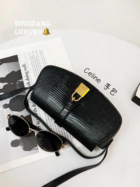 Celine TABOU 蜥蜴皮 黑色 锁头包