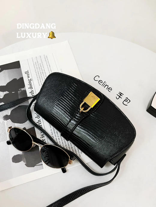 Celine TABOU 蜥蜴皮 黑色 锁头包 商品图0