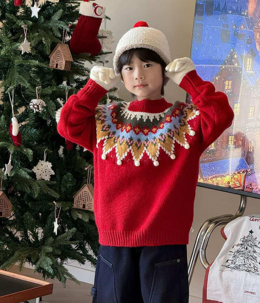 大童红色系费尔岛针织毛衣122306 商品图5