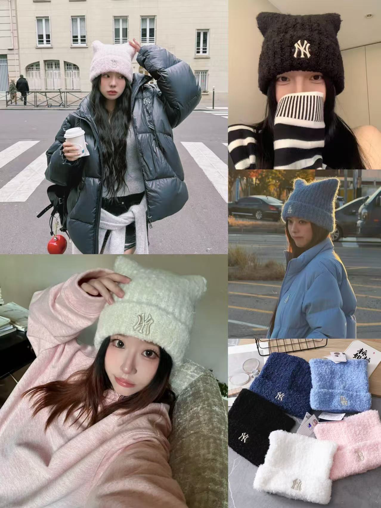 暖萌出圈 质感在线 m*b针织猫耳朵毛线帽！