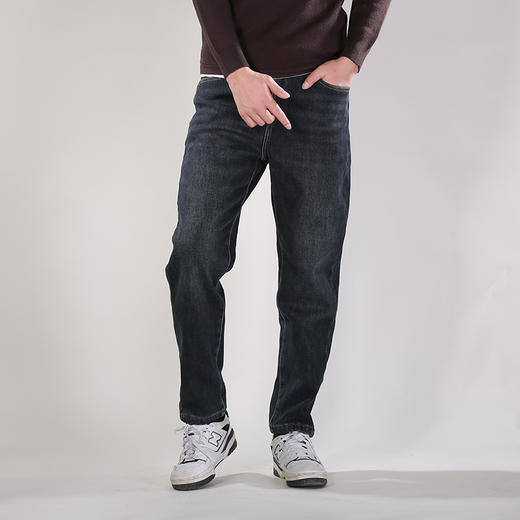 DRONKOO 2025 织带腰带表袋刺绣字母复合绒厚牛仔长裤 商品图1