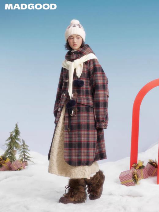 马得工地/MDGDWT14970/格纹呢连帽大衣 商品图1