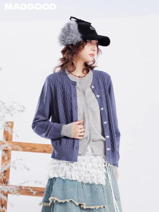 马得工地/MDGDMY141455/假两件圆领毛衣开衫 商品图1