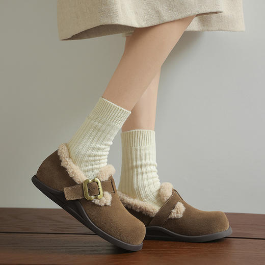 OLD 13451超舒适时尚圆头中跟内增高加绒单鞋厚保暖深口单鞋 商品图2