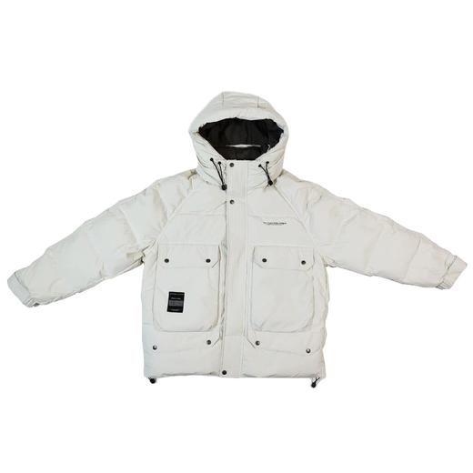 半身缘男装 冬季口袋布标连帽加厚日系羽绒服254312U01710159 商品图3