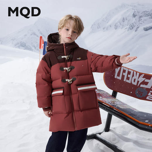 【MQD】冬季男女大童潮酷学院风休闲保暖中长款连帽羽绒服 商品图1