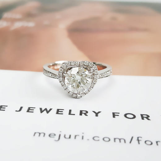 AU750白金经典简约爱心造型1.08克拉钻石戒指14.5号（戒圈可改） 231225NJS64 商品图6