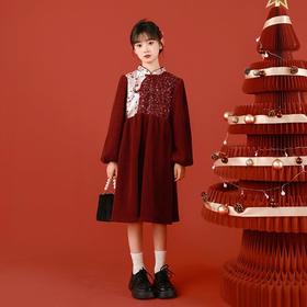 典雅2025刺绣复古儿童礼服公主裙中大童连衣裙秋冬新款女童中国风