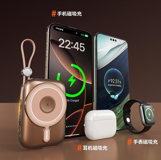 LIUFEIYP三合一磁吸快充充电宝，真3C认证，可登机高铁，小如卡片，苹果全系+安卓可用，可同时充5台！【G】 商品图5