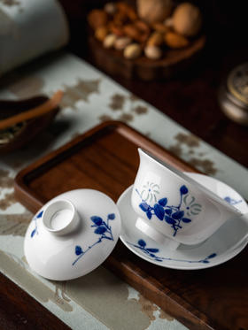 新品 富玉 |富玉玲珑景德镇陶瓷三才盖碗茶具三件套高档带盖功夫茶碗泡茶专用