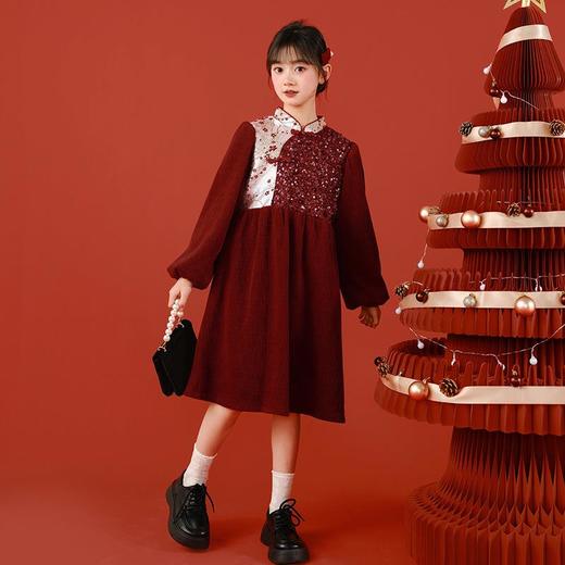 典雅2025刺绣复古儿童礼服公主裙中大童连衣裙秋冬新款女童中国风 商品图3