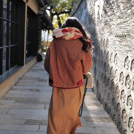 福小袄 花满枝 羊毛桑蚕丝软绸 丝绒滚边羊驼绒新中式对襟棉衣 商品图1