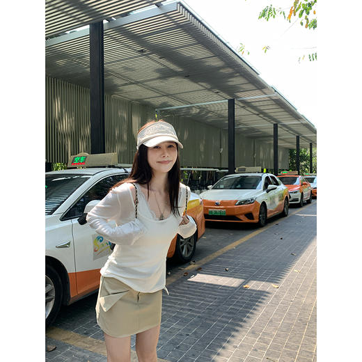 EKOOL衣库天丝羊毛圆领长袖T恤女夏季新款蕾丝花边吊带背心两件套 商品图2