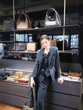 法小曼*子珍高级感深蓝色商务风长袖西装套装女新款牛仔肌理感通勤职业装CPM2572