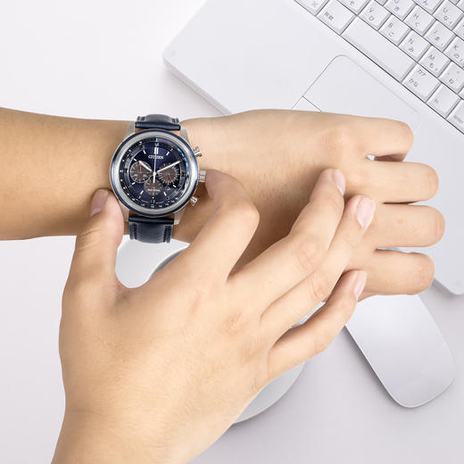 VIP-CA4031-07L 西铁城Citizen 西铁城光动能正品商务休闲三眼运动防水男士手表男表CA4031 商品图1