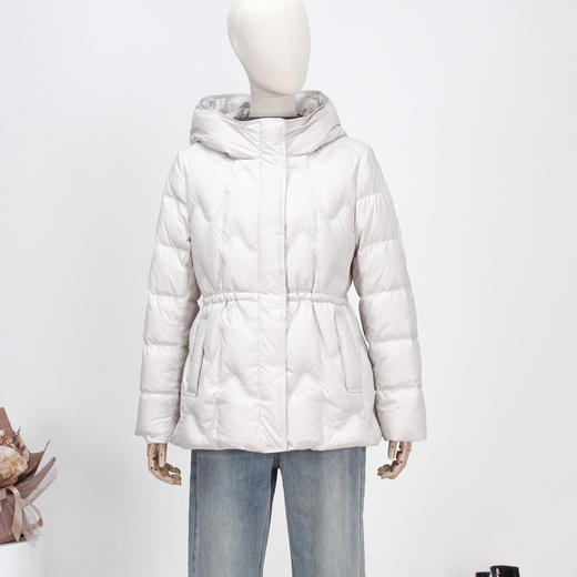 FOCALS新款时尚休闲绗缝收腰连帽白鸭绒短款羽绒服外套FRW8D071 商品图3