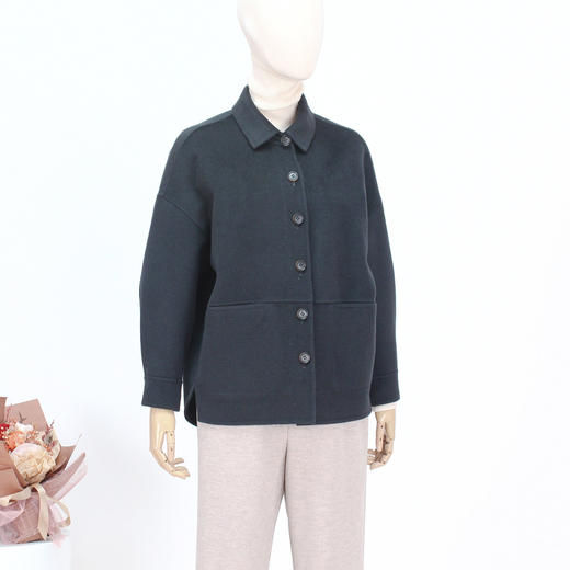 FOCALS福柯斯新款简约休闲纯色羊毛双面呢大衣短外套FRSDR591BG 商品图1