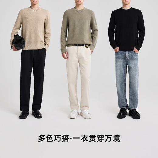 墨麦客男装2025年秋季新款基础纯色圆领针织衫毛衣男士休闲打底衫 商品图4