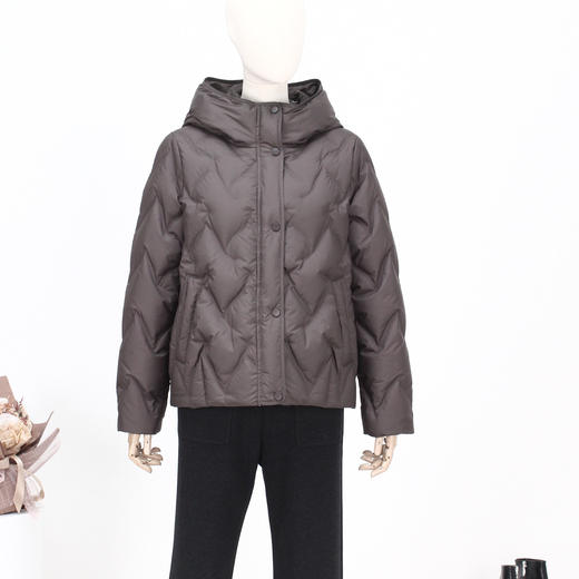 FOCALS新款时尚休闲绗缝连帽白鸭绒短款羽绒服外套FRW8D070 商品图3