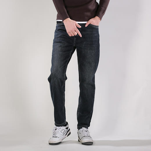 DRONKOO 2025 正常腰表袋拼原色布右后袋侧唛一体绒厚牛仔长裤 商品图1