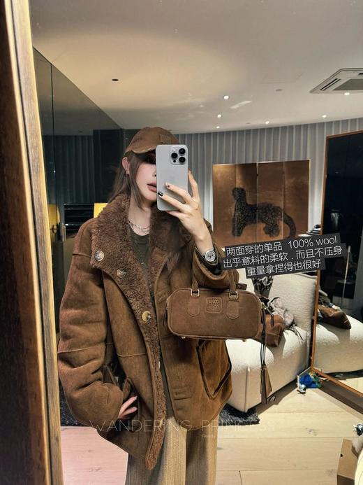 get韩女穿搭【双面穿100%羊毛麂皮大衣】100%绵羊毛🦙手感柔软有弹性，内里复合麂皮~正反都可以穿WD 商品图0