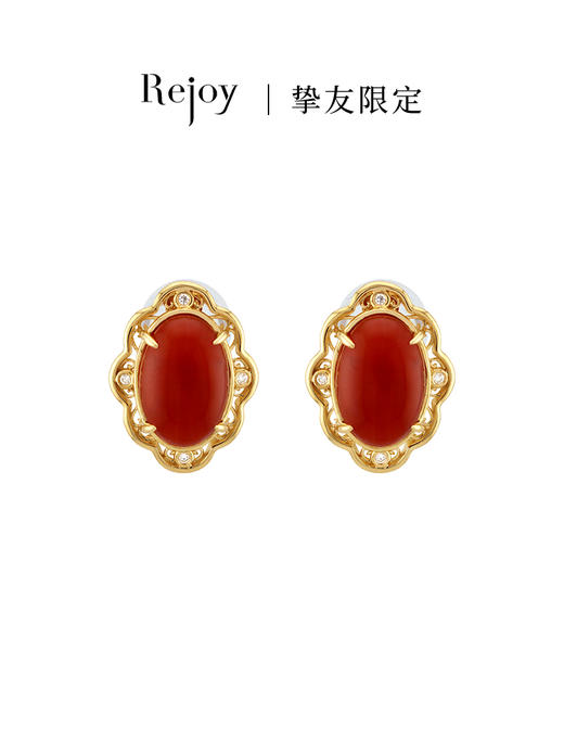 【挚友限定】赤韵 18k金南红耳夹 商品图0