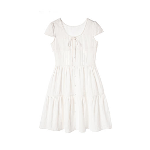 EKOOL衣库 重工提花刺绣短袖连衣裙女夏季新款气质显瘦中长款裙子 商品图3