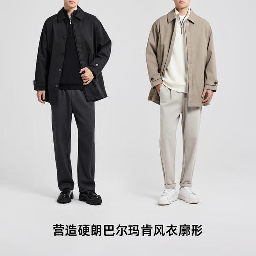 墨麦客男装中长款巴尔玛肯风衣男2025秋季新款翻领宽松休闲夹克男 商品图4
