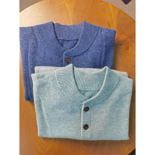 【非质量问题不退】品位在线Br*nello C*cinelli同款男士100%羊绒套头衫 家属款 低饱和花纱 亨利领套头衫 商品图0