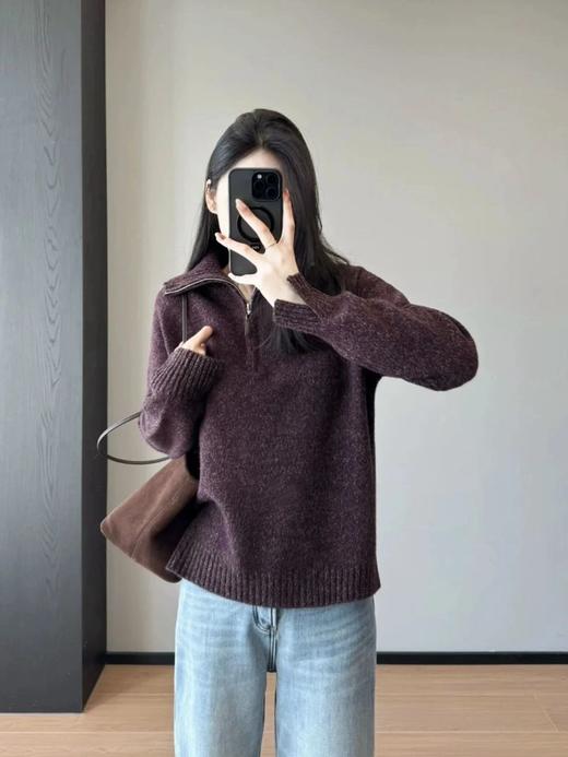 独家高货多彩花纱【老钱风空气感半拉链针织衫】澳洲100%羊毛纱线！毛质细密丰盈~上身效果松弛有气质WD 商品图4